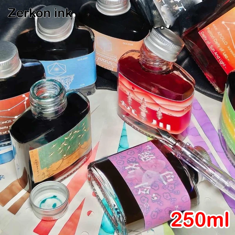 Zerkon ink 250ml 59 Colors Sheen Fountain Pen Ink Gradient Color Ink School Supplies for Hongdian Majohn JINHAO Stationery