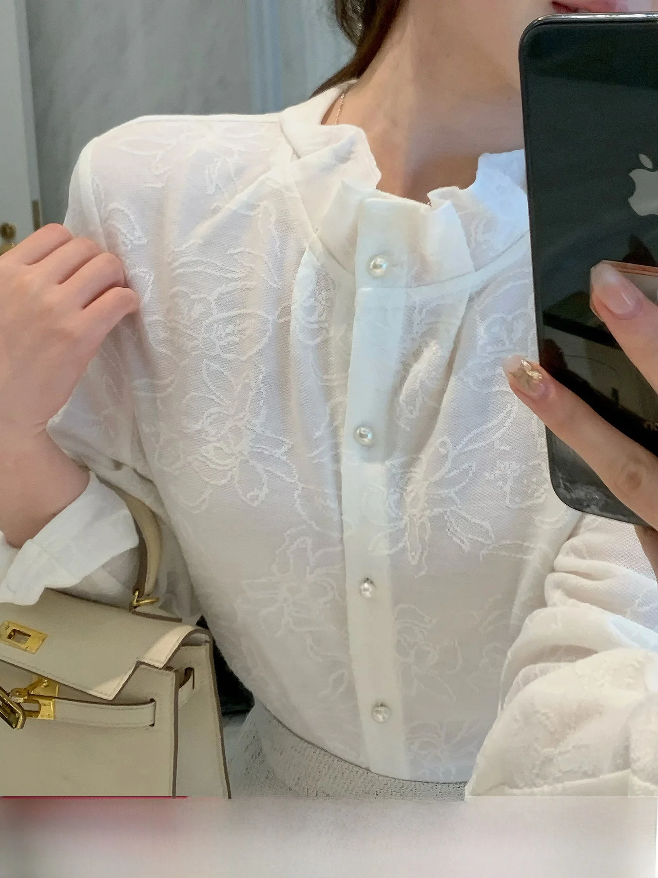 

Весенняя женская блузка Huangzuozuo с вышивкой, воротником-стойкой, из шерстяной смеси, с длинными рукавами, в французском стиле, свободного кроя, модная