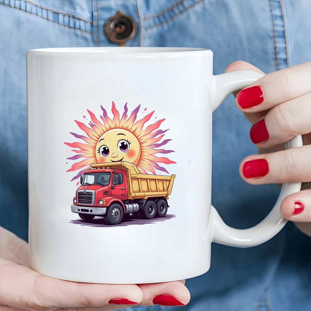

Cartoon Truck Sun mug 11OZ Kids Drink Cup Christmas Home Office Cup Set