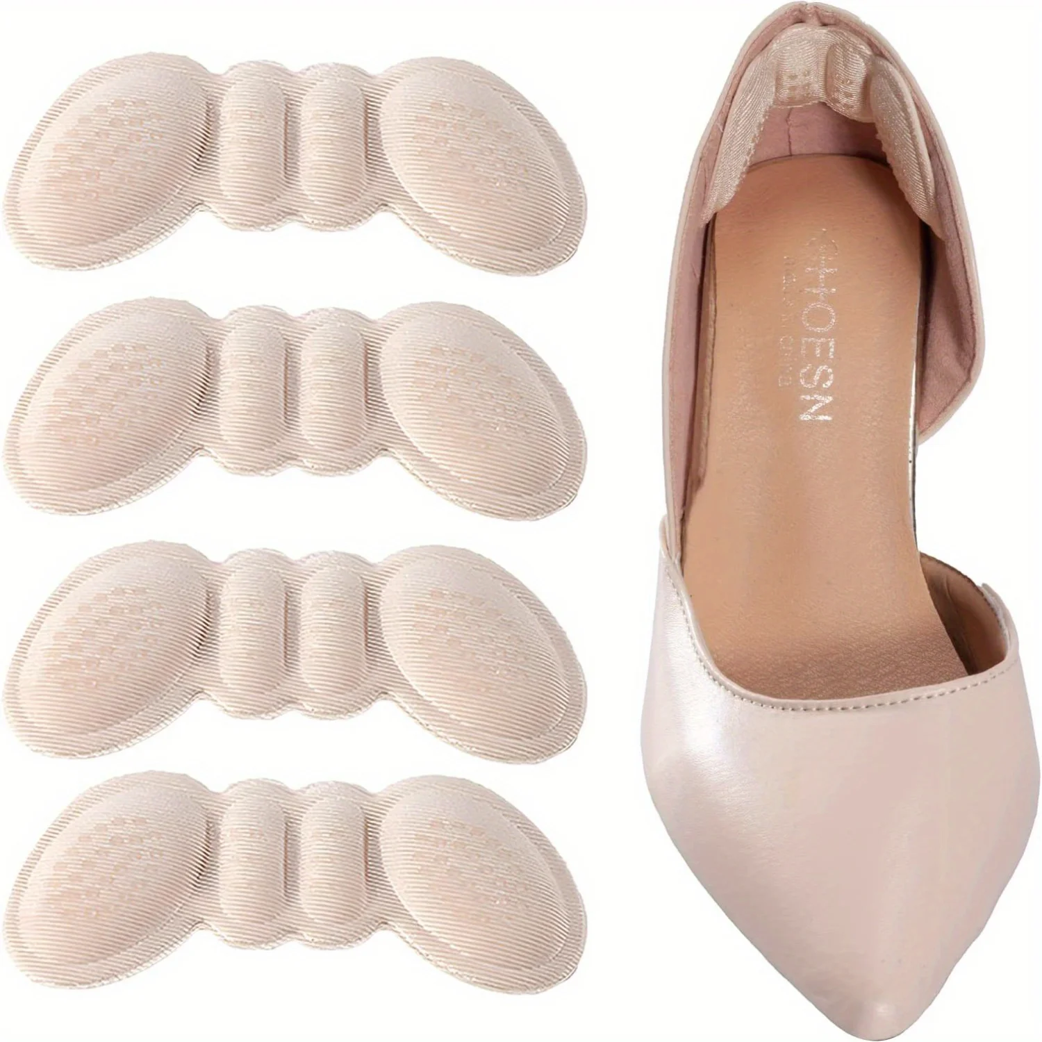 Blister-Free Comfort  4 Pairs Anti-Slip Heel Pads for Enhanced Stability & Universal Fit, Perfect for All Shoes