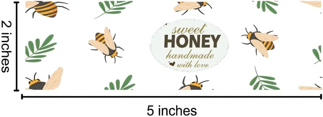 48PCS Honey Jar Stickers Labels 2×5 Inch Sweet Honey Handmade with Love Stickers for Baby Showers,Wedding Favors,Honey Jar