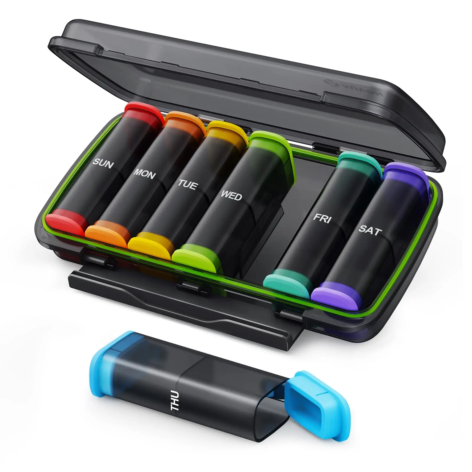 Travel Medicine Organizer Twice Daily Vitamin Container Portable Supplement Case Week Morning Night Med Dispenser Detachable