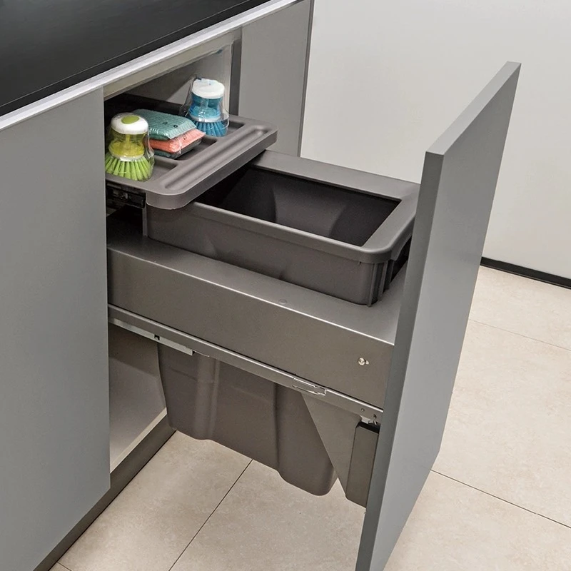 

Hidden Kitchen Trash Can, Large Single Built-In Bin, Cabinet Pull-Out Cleaning Bucket, Slide-Out Garbage Bin,Bedroom Wastebasket