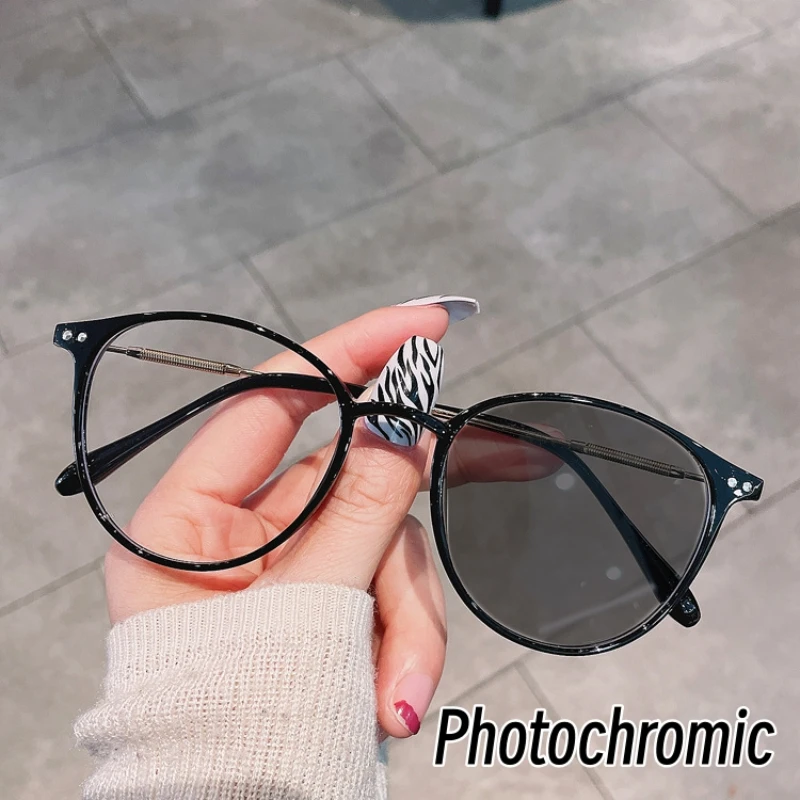 

New Trend Blue Light Blocking Photochromic Myopic Glasses Unisex Full Frame Sunglasses Diopters 0 To -6.0