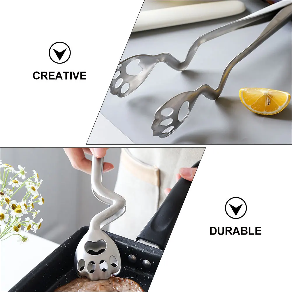 

1Pcs Cat Claw Clip Stainless Steel Steak Clip Long Handle Barbecue Clamp Kitchen Food Clamp Kitchen Gadget