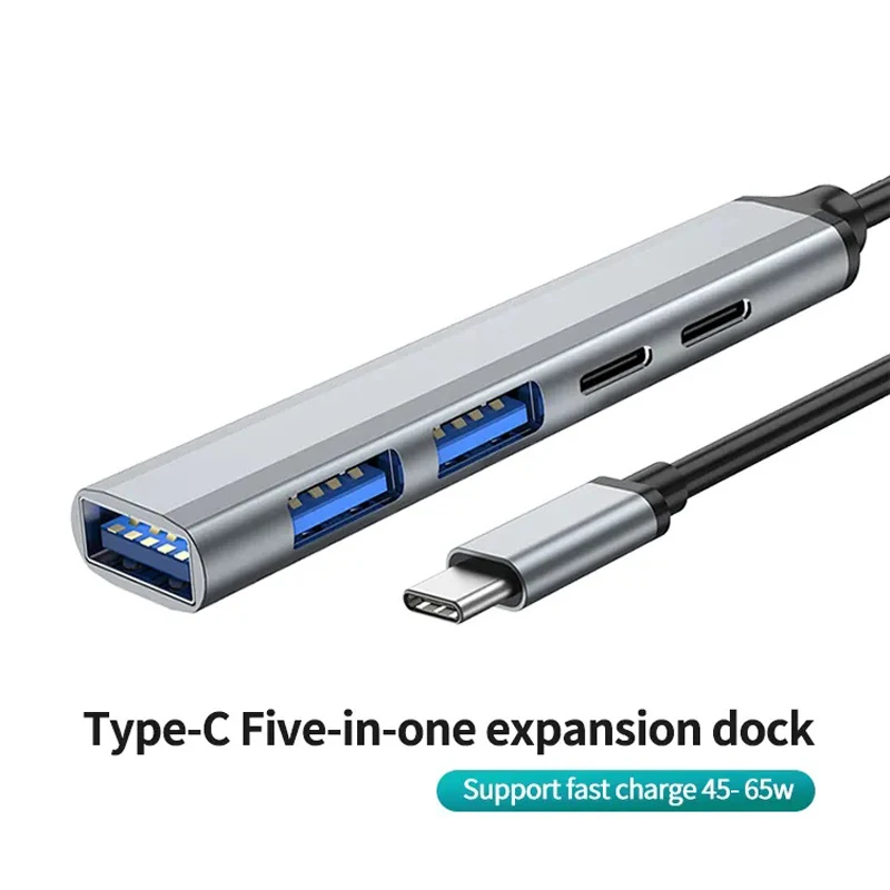 5 في 1 Ultra Slim Type C USB Hub 100W PD محطة إرساء USB 2.0 3.0 الفاصل لهاتف MacBook Pro Mac Mini Mac