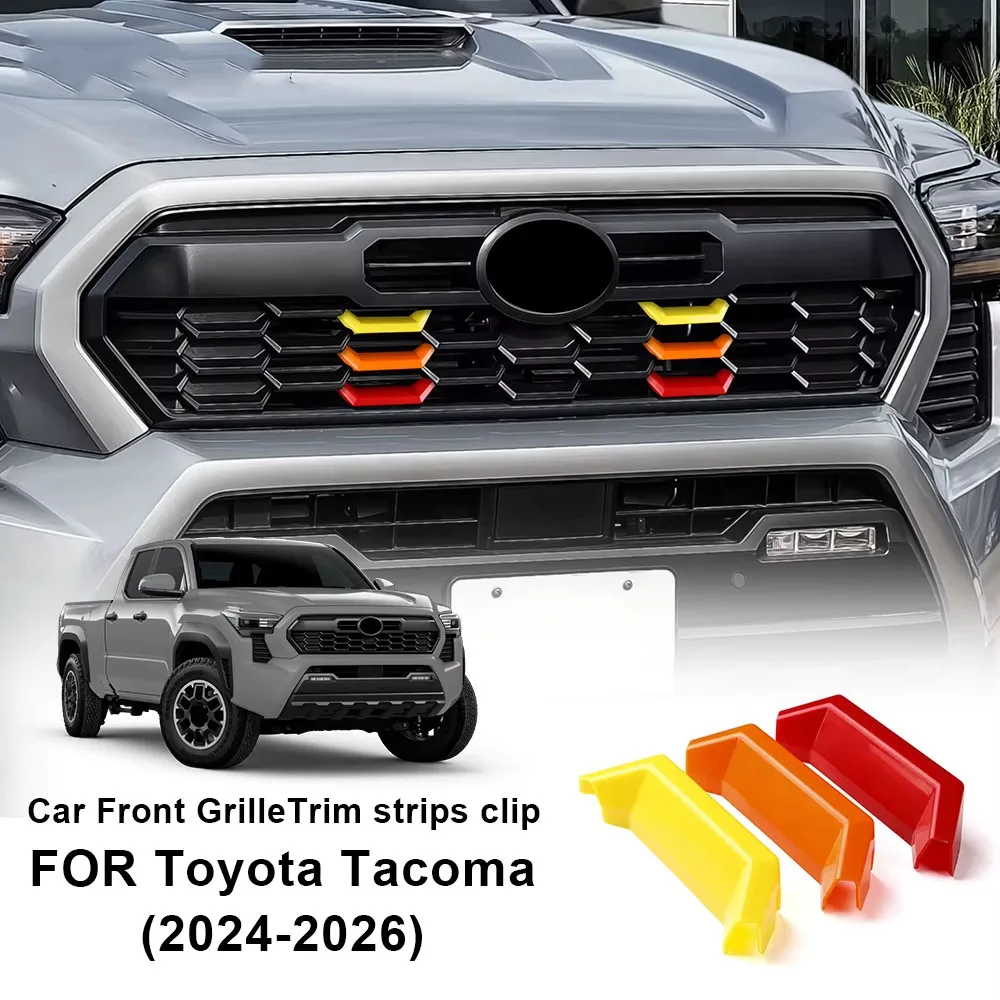 

Car Front Grille Badge Emblem for Toyota Tacoma 2024 2025 2026 Strip Air Inlet Auto Exterior Car Accessories Styling 3 Colors