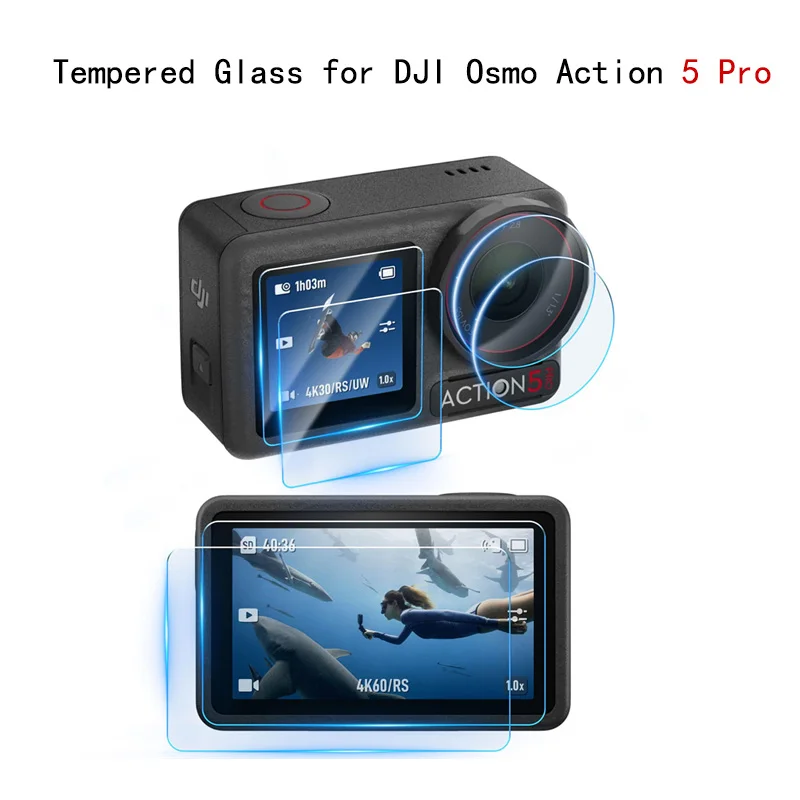 9H Tempered Glass for DJI Action 5 Pro Lens Protective Film HD Screen Tempering Glass Film for DJI Osmo Action 5 Pro Accessories