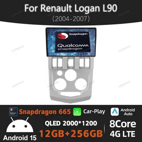 Android 15搭載 ルノー ローガン1 L90 2004-2009用 カーラジオ GPSナビ 4G WIFI Bluetooth マルチメディア ビデオプレーヤー ヘッドユニット 2DIN QLED LTE 5G対応