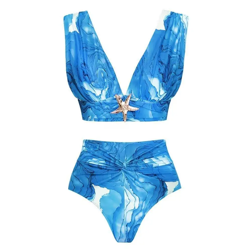 Women's Swimwear 3 Piece High Waisted Bikini Set Tummy Control Slimming Swimsui Two-Piece Swimwear with Cover Up Bathing Suit