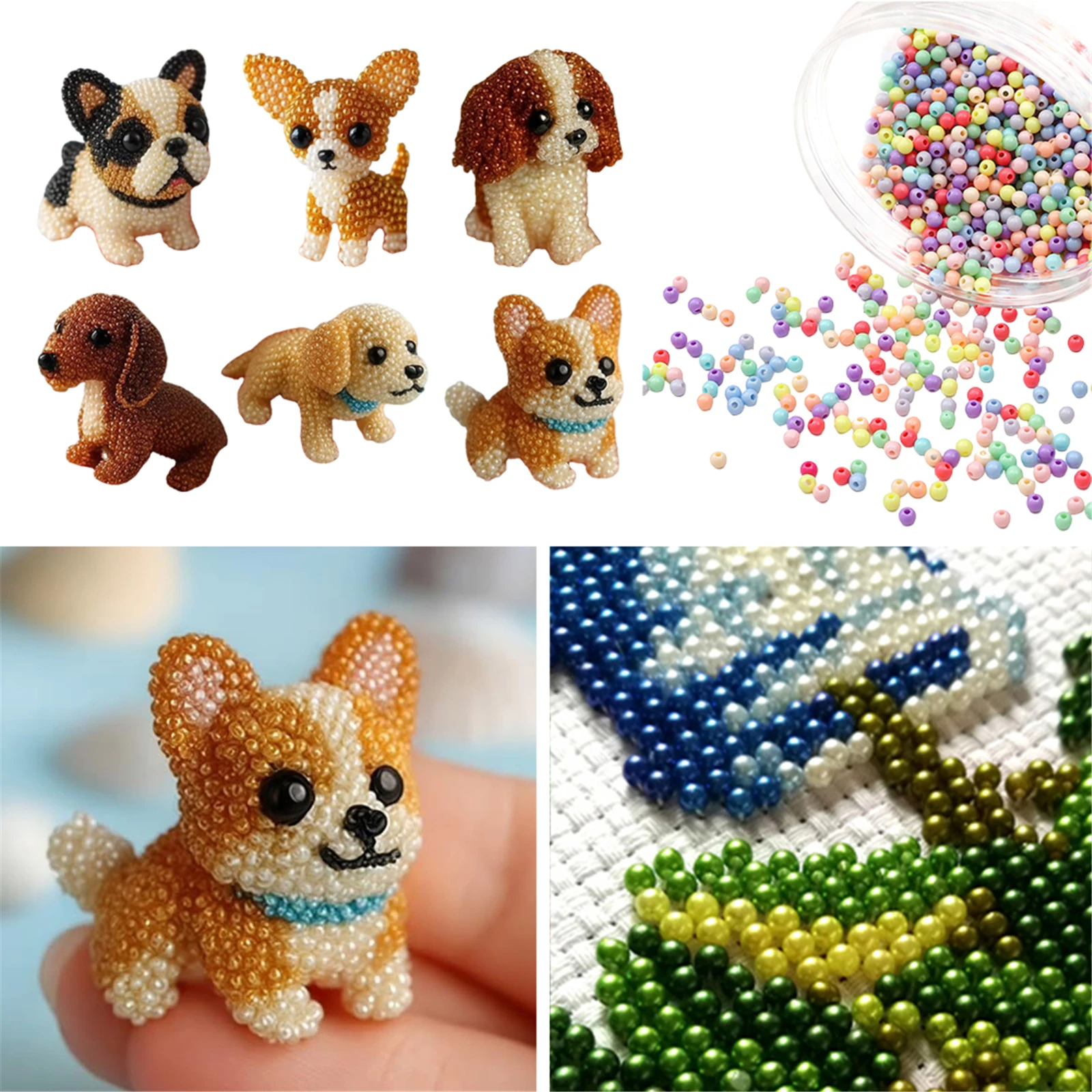 

3D украшение в виде животных, набор для шитья, 3D набор для рукоделия из бисера с животными, 3D набор для вышивки бисером в форме животного собаки для подарков
