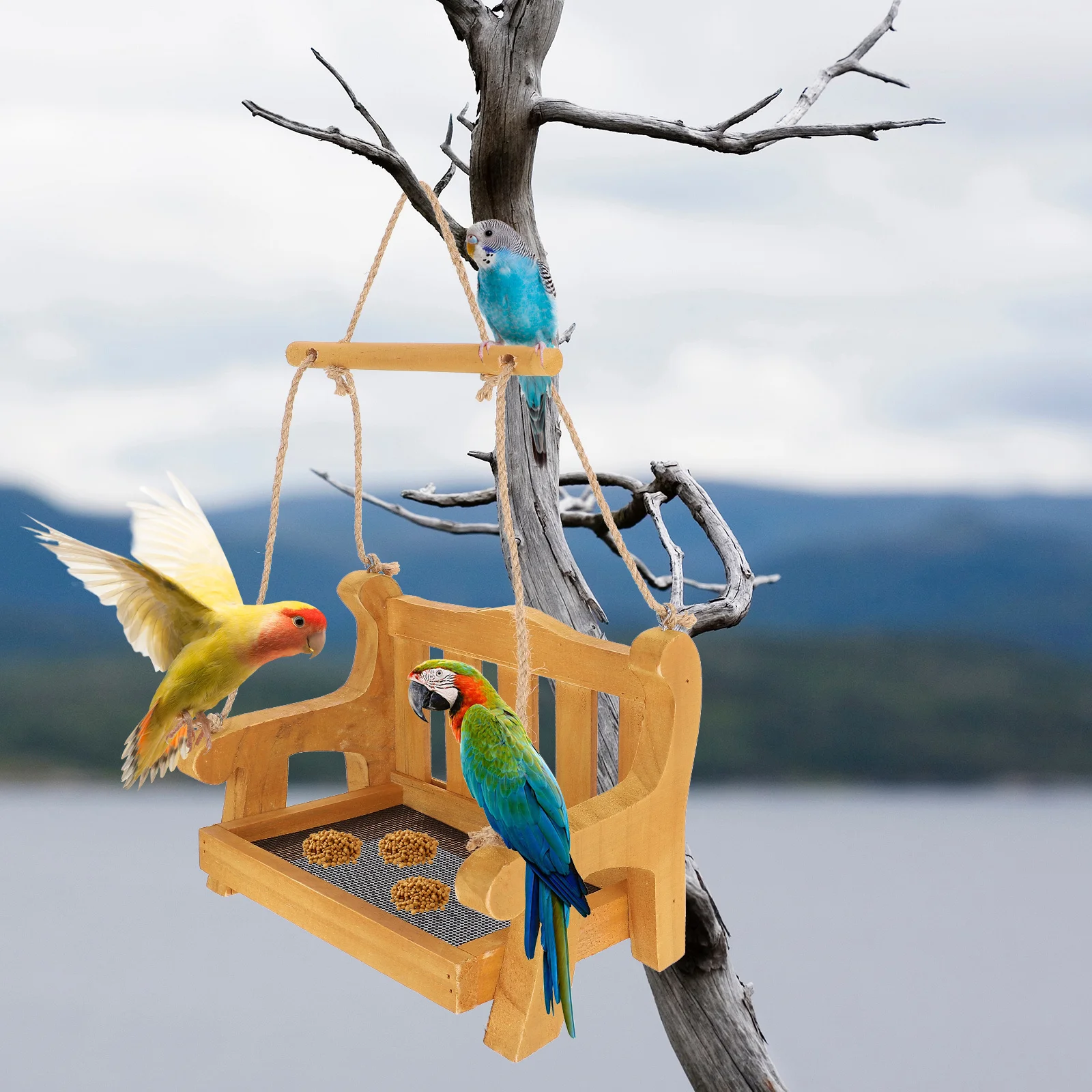 

Automatic Hanging Bird Feeder Creative Chair Shape Balcony Garden Outdoor Wild Bird Feeding Tool Multi-Functional Food Container