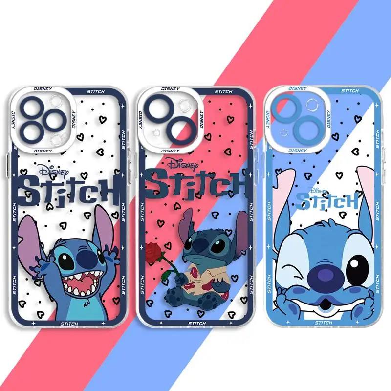 Cartoon Disneys Stitch Angie phone cases For iPhone 15 14 13 12 Mini 11 Pro Max X XR XS MSX 6 6S 7 8 SE Plus Clear fundas cover