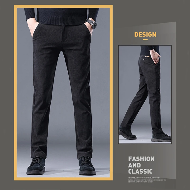 Nuovi pantaloni in pile da uomo pantaloni da lavoro casual da lavoro pantaloni slim dritti in velluto a coste invernale streetwear da esterno pantaloni sportivi spessi e caldi