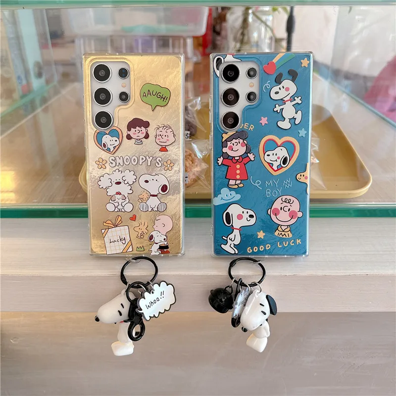 Snoopy Charlie Brown Phone Case for Samsung Galaxy S22 S23 S24 S25 Ultra Plus Lucy Peanuts Snoopy Cover TOY Key Chain