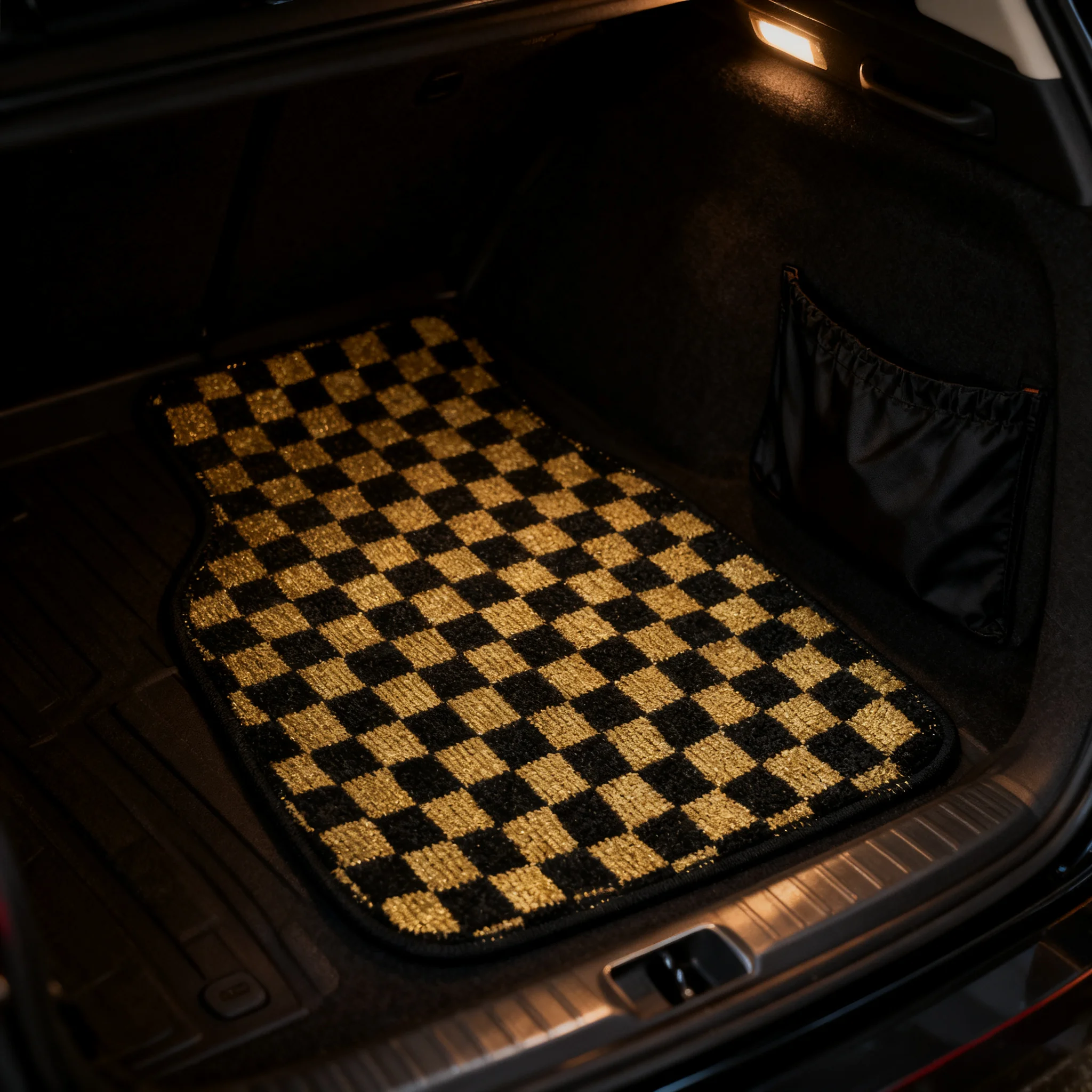 Universal Yellow Plaid Fleece Car Foot Mats Fluffy Carpet Floor Liners Non-Slip Auto Interior Protection Decorative Accessories