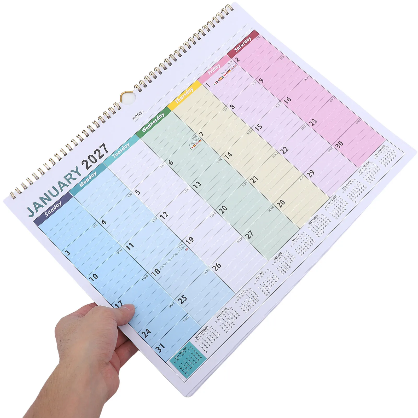 

18-Month Wall Calendar Spiral Hanging Vertical Paper Planner 2026-2027 Large Monthly Scheduling Organizer Holiday Planner