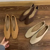 Bailamos Women's Square Toe Vintage Flats Soft Loafers Comfortable Leather Ballet Shoes for Female Dress Shoes Mujer - Image 2