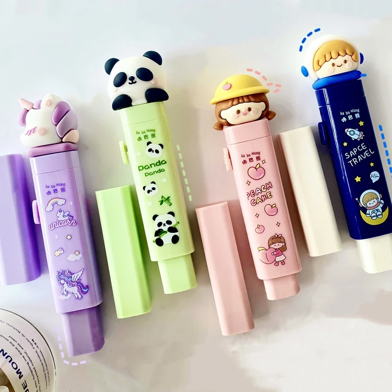 Cartoon Eraser Refill Set Propelling Type Refillable Less Dust Cleaning Correcting Tools F7625