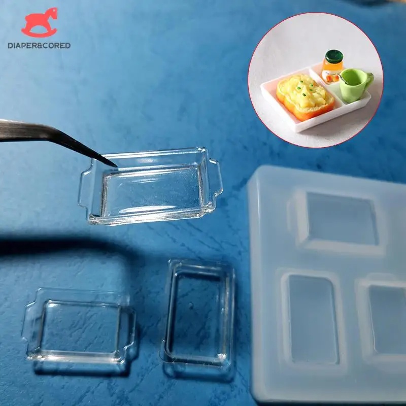 1pcs 1:12 Dollhouse Miniature Dinner Plate Lunch Box Tray DIY Drop UV Glue Silicone Mold Doll House Accessories(Only Mold)