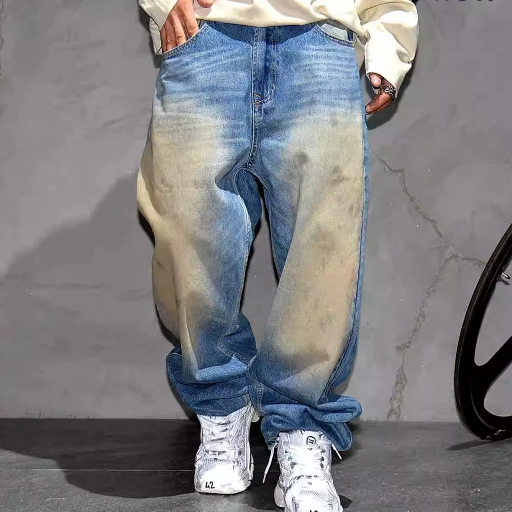 American Streetwear Baggy Jeans Mens Clothing High Street Fashion Skateboard Pants High Quality Vintage Casual Denim Trousers