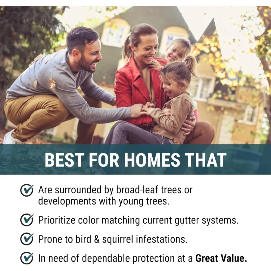 Guarda de calha - Kit de proteção de calha totalmente em alumínio branco nominal de 48 pés com parafusos incluídos para calhas de 5 polegadas DIY amigável 5 pol. x 47 pol.