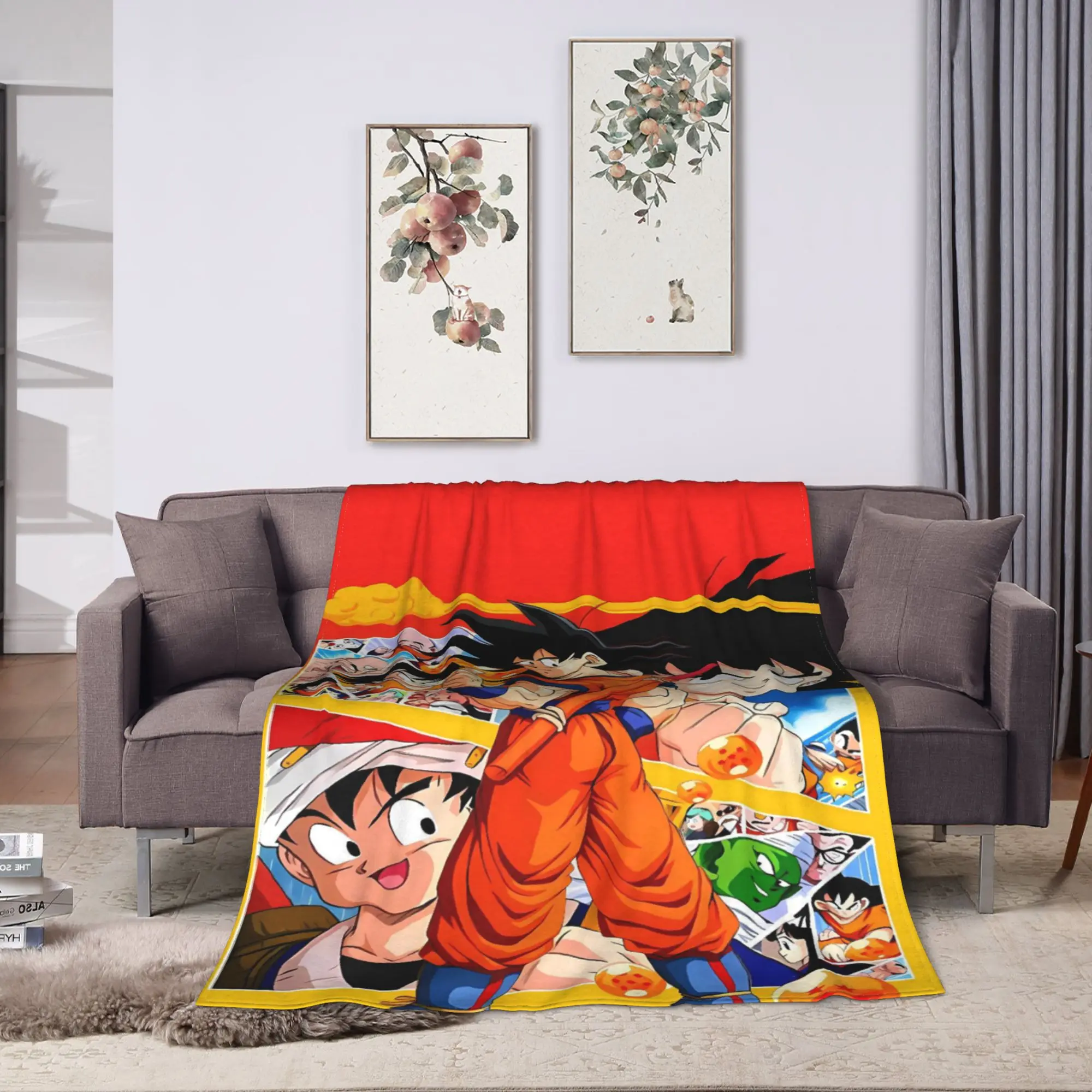 Goku & Friends D-Dragon B-Ball Flannel Blanket Winter Soft Durable Throw Blanket for Children Couch Chair Bedspread Bed Cover
