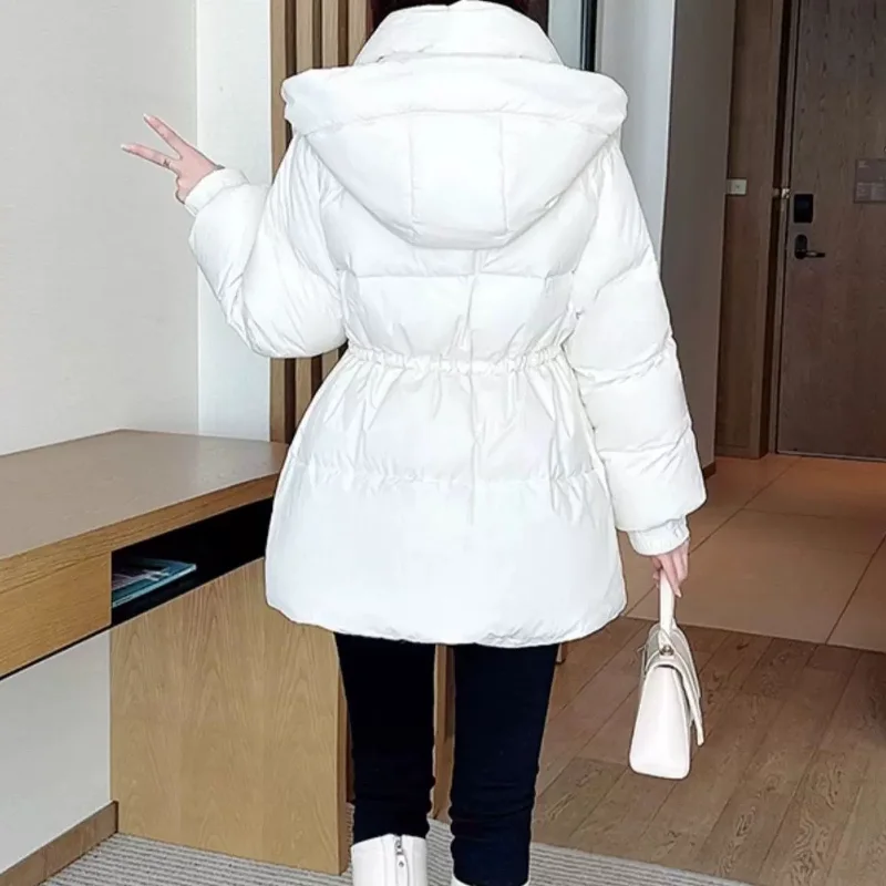 Woman Winter Coats 2024 New Outerwears Fashion Waist Drawstring Parka Thickened Loose Warm Padded Jackets for Women