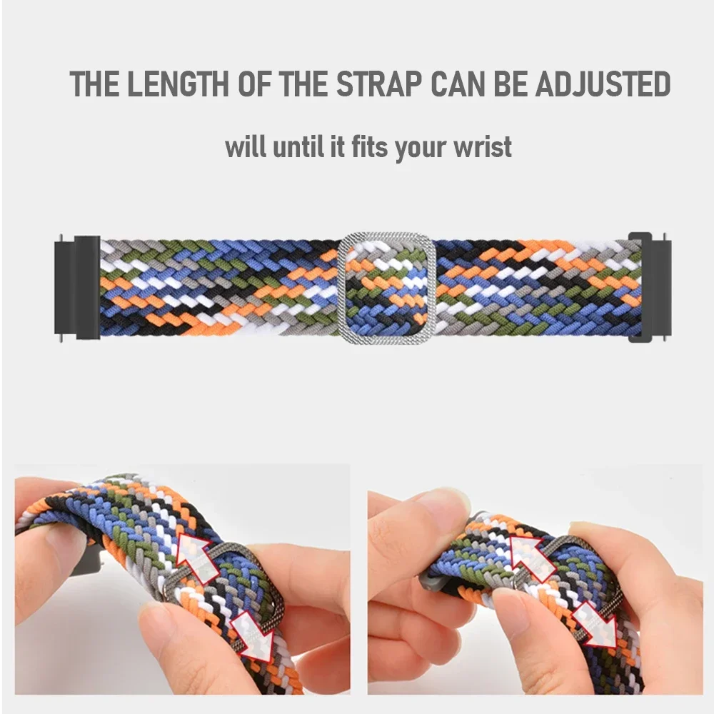 Nylon Strap for Samsung Galaxy Watch 7 6 5 4 40mm 44mm 6Classic 43/47mm 20mm 22mm Braided Solo Loop Band for Huawei Watch 3 4Pro