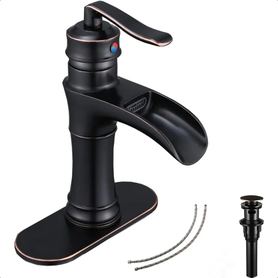 

Oil Rubbed Bronze Bathroom Faucet Waterfall Single Handle One Hole Farmhouse Bronze Bathroom Vanity Faucet Basin Mixter Tap Dec