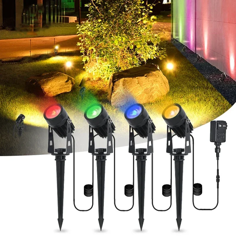 12V 24W Landscape LED Spike Lamp High Quality Color Waterproof Garden Spot Light for Decoration 2/4/6pack in 1 3w12w18w