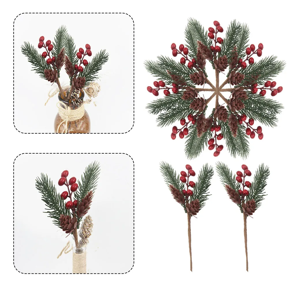 Pacote de 10 pinos de Natal falsos realistas com detalhes vibrantes de frutas e cone natural para elevar seus efeitos de decoração de casa