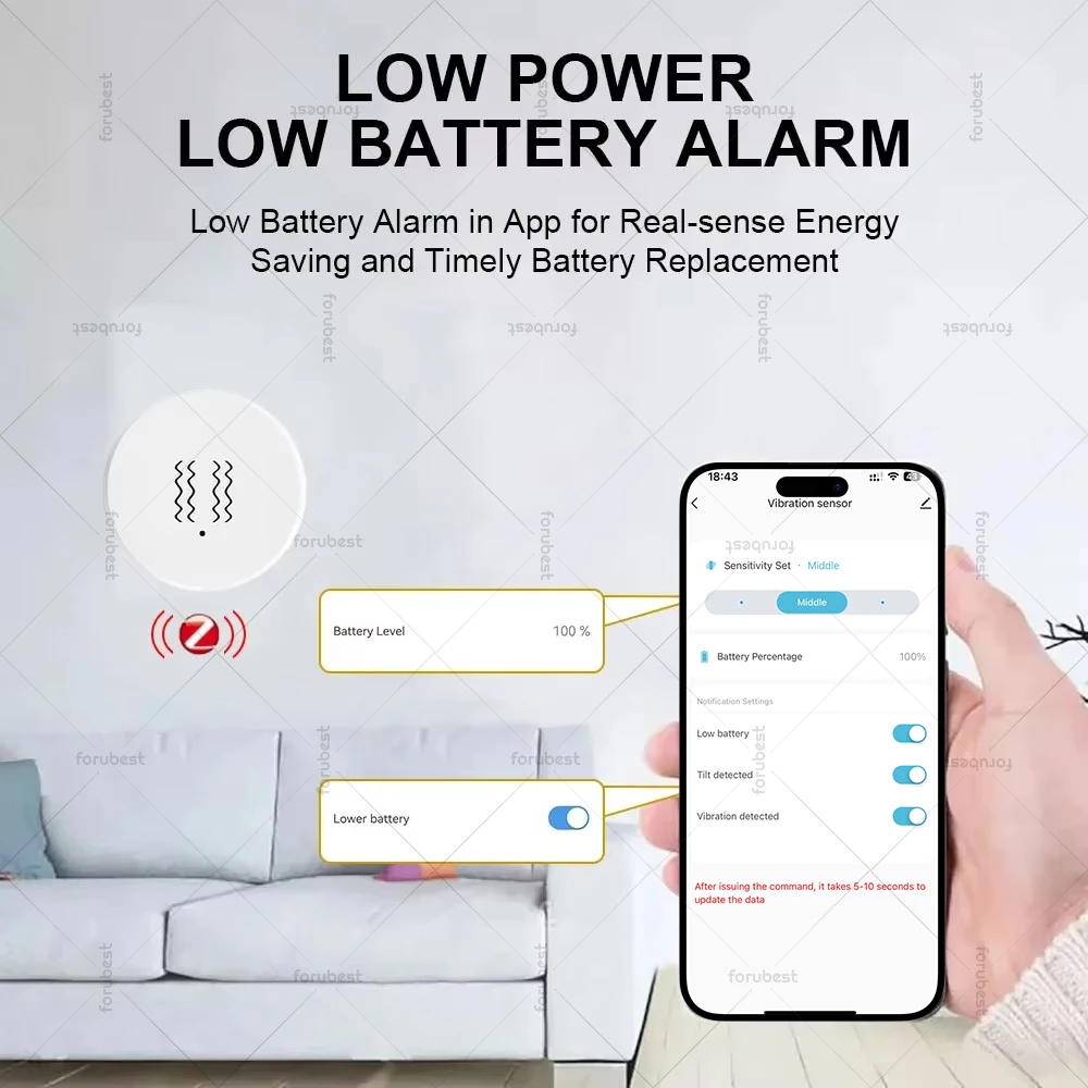 Tuya Smart Home ZigBee Sensor de vibración, monitoreo en tiempo Real, aplicación de Control remoto, autodefensa, protección de seguridad, Detector de alarma