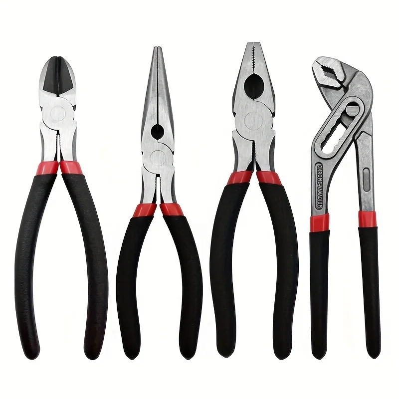 4pcs/set Multiple-spec Wire Cutter Universal Needle Nose Pliers Electrician Tool Professional Stripping Crimping Repair Tool Set