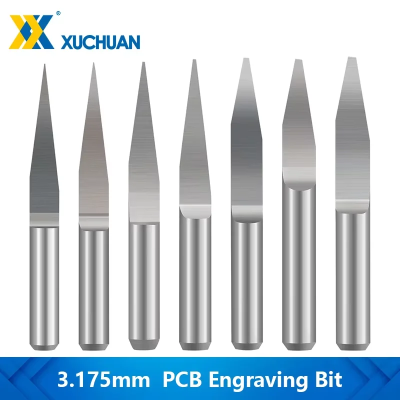 10pcs PCB 3D Engraving Bit 10/15/20/25 Degrees V Shape Carving Bits Tipped 0.1-0.7mm Tungsten Carbide PCB 3D Milling Cutter