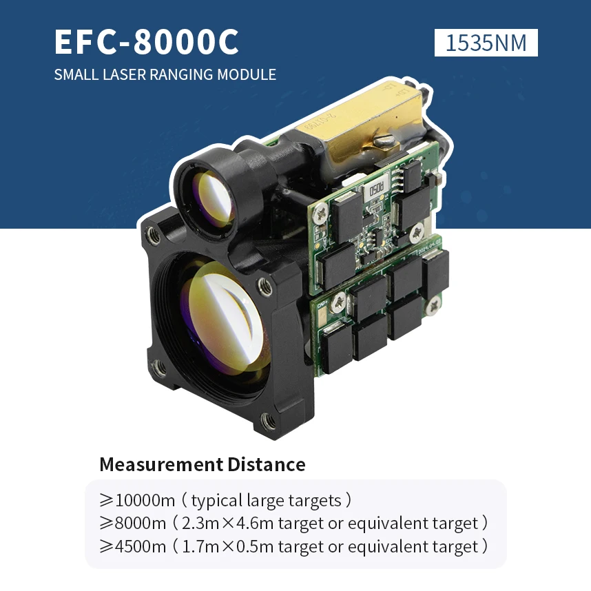 Industrial 1535 nm Erbium-Glass Aluminum Alloy Laser Ranging Module 10000m Range Frequency 10Hz  Pod Rated EFC-8000C