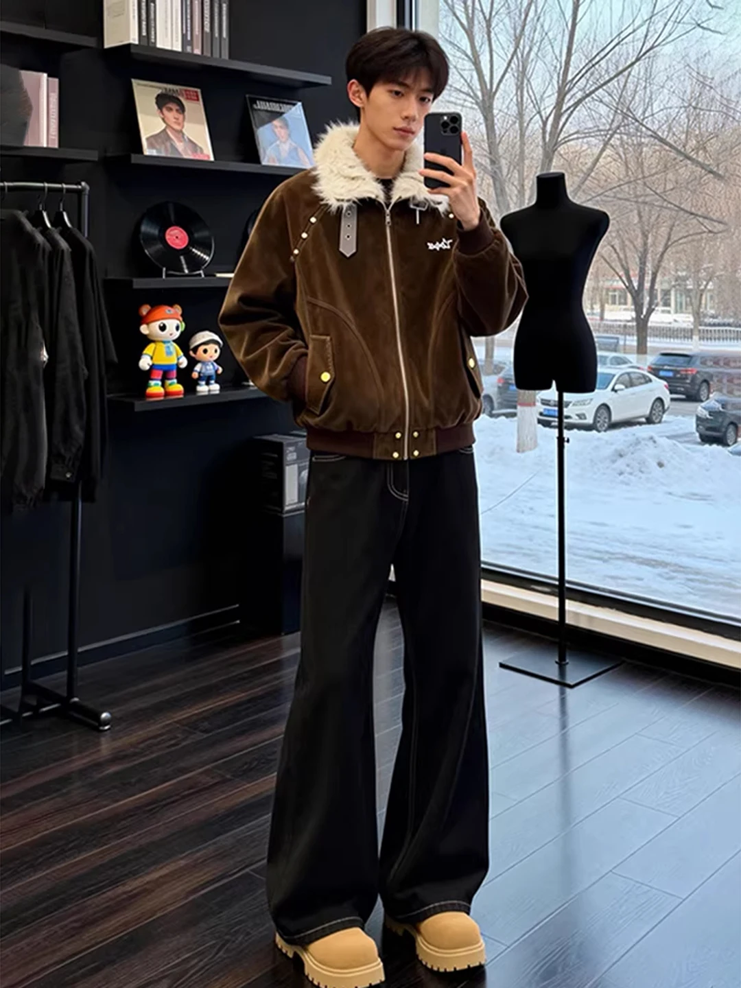 

Bla Original Selv Denim Jeans Men's Winter American High-End Straight Leg Micro Flared Pants Cleanfit Casual Jeans