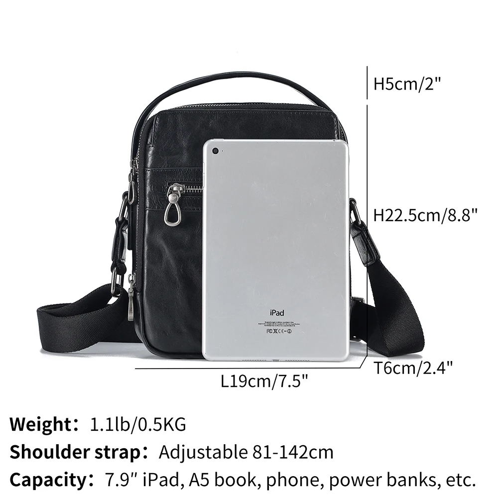 Imagem -06 - Joyir Bolsa de Ombro dos Homens de Couro Genuíno Vintage Crossbody Bolsas Masculinos Sling Bolsa do Mensageiro Bolsa do Homem para 7.9 Tablet