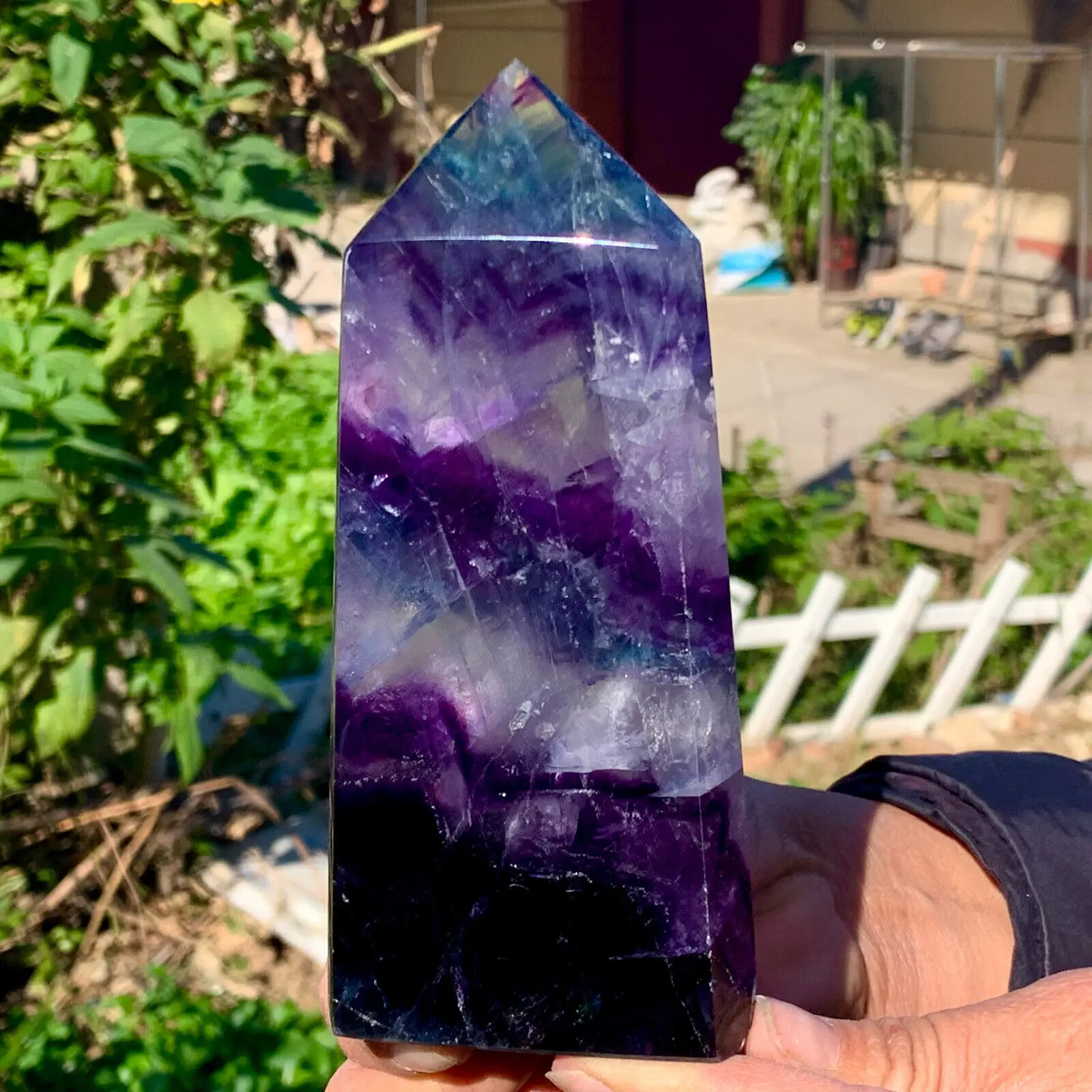 

Natural Fluorite Obelisk Quartz CrystalWand Point Realistic Healing