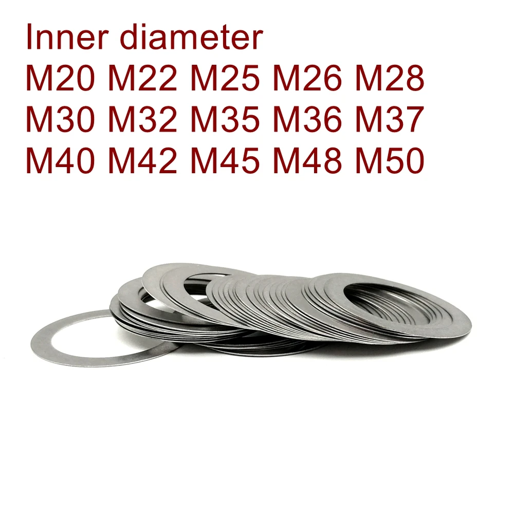 M20--M50 Stainless steel Flat Washer High precision Adjusting gasket Ultra thin shim Thickness 0.1 0.2 0.3 0.5 1mm