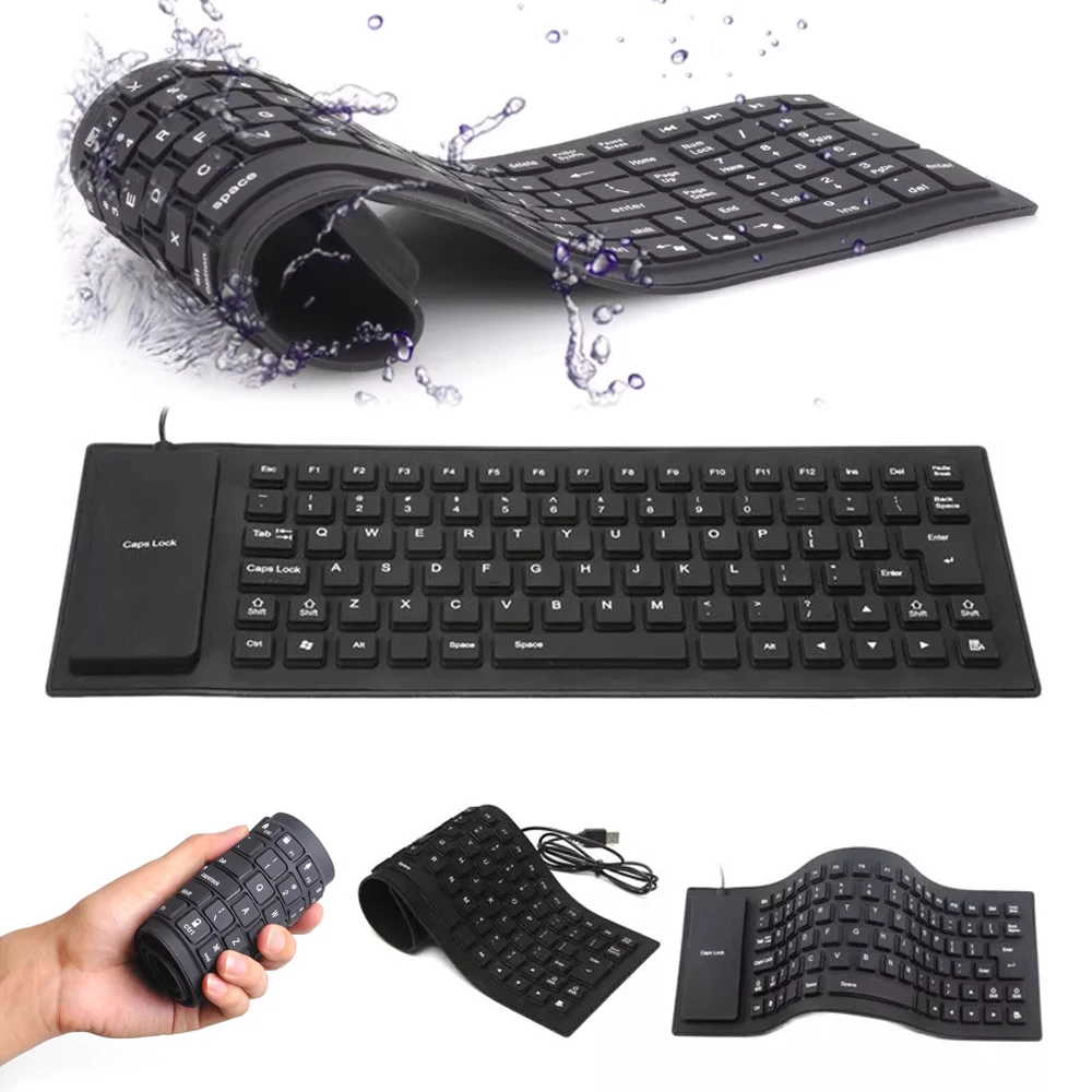 Portable Mini Keyboard 85 Keys Flexible Waterproof Soft Silicone Gaming Keyboard Laptop Foldable Wired USB Keyboard for MacBook