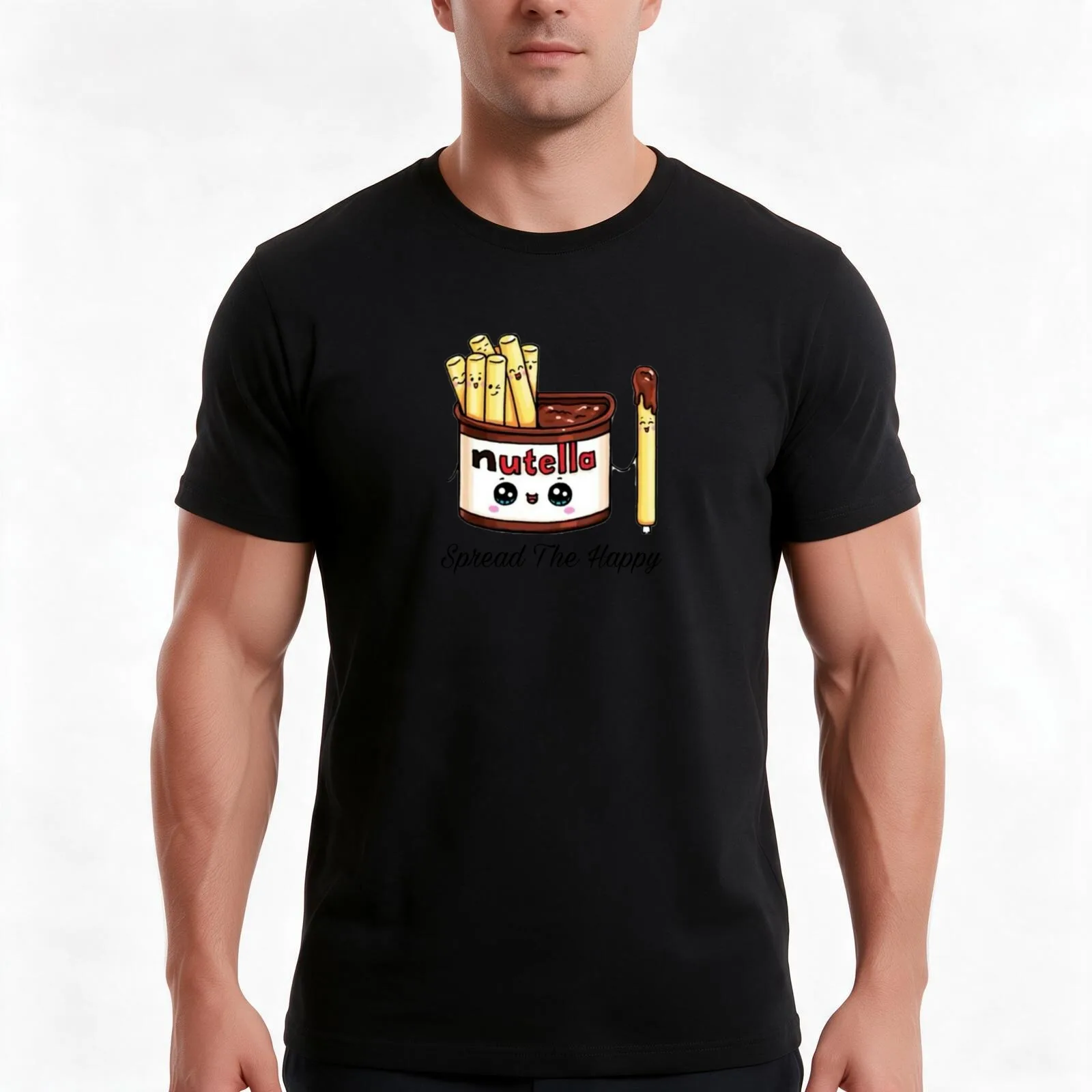 Nutella - Spread the happy T-Shirt, Summer Casual Cotton Tee, Oversized Streetwear Tops, Vintage Graphic Print, Unisex Men Women