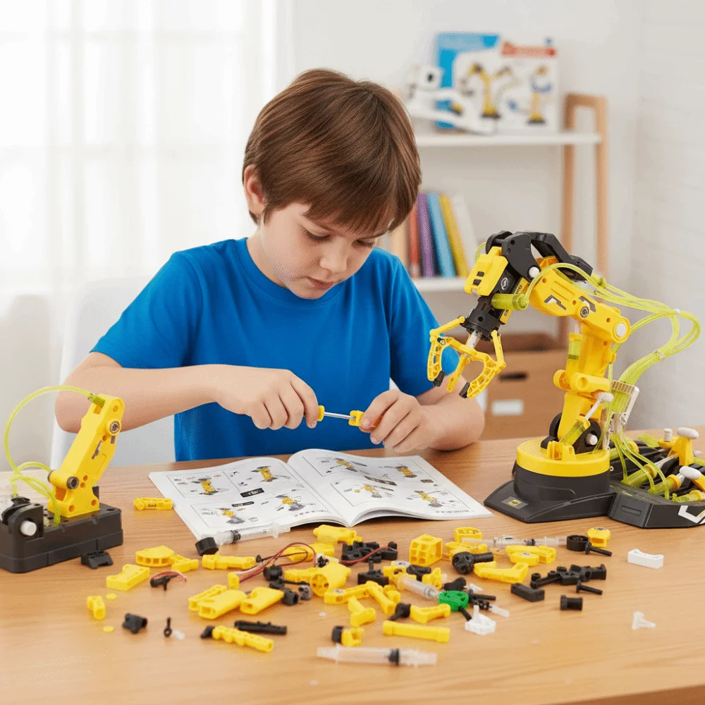 

DIY Assembled Hydraulic Mechanical Arm 3IN1 Model Kit Hydraulic System Science Experiment Set Puzzle Mechanical Design