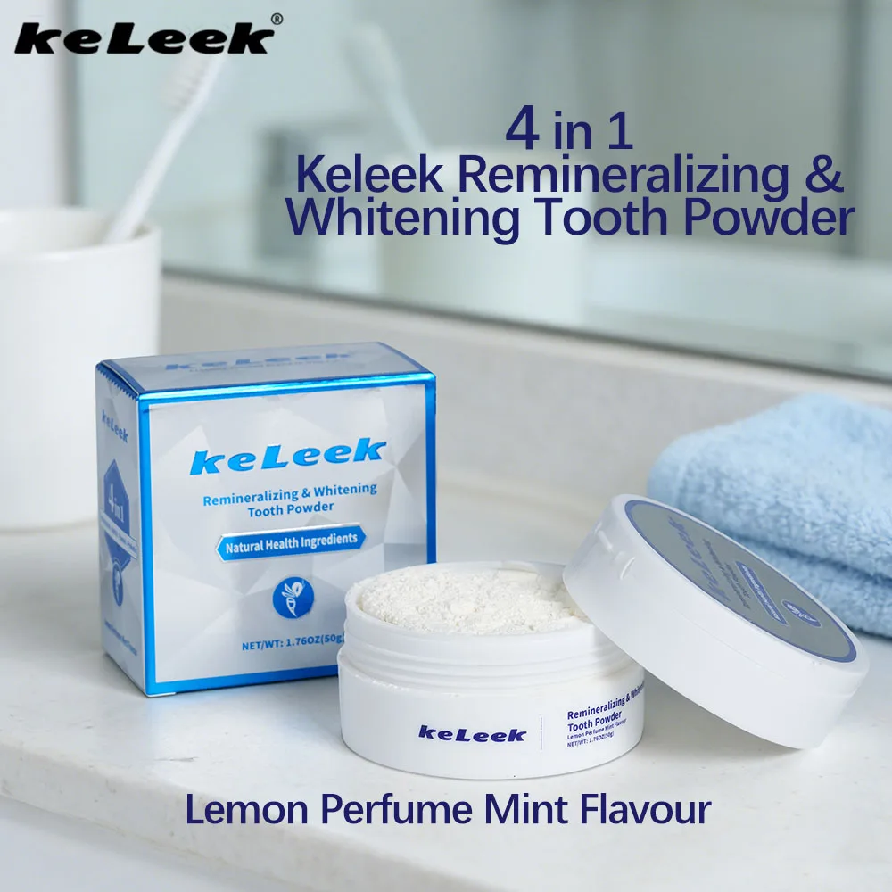 Whitening tooth powder brightens teeth through brushing protects gums cleans teeth freshens breath gentle healthy natural keleek