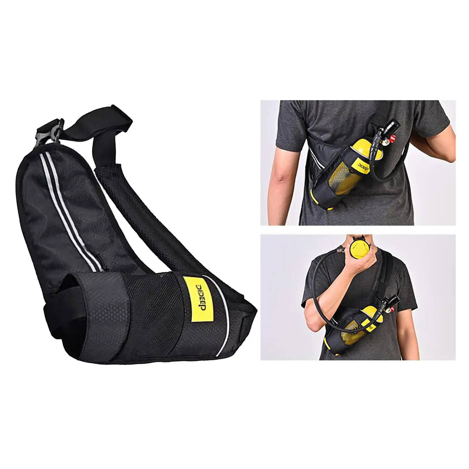 Scuba Diving Tank Bag Shoulder Bag 1 L Tank Dive Cylinder Bag Quick Dry Reflective Bottle Holder Black Water Sports Swimming