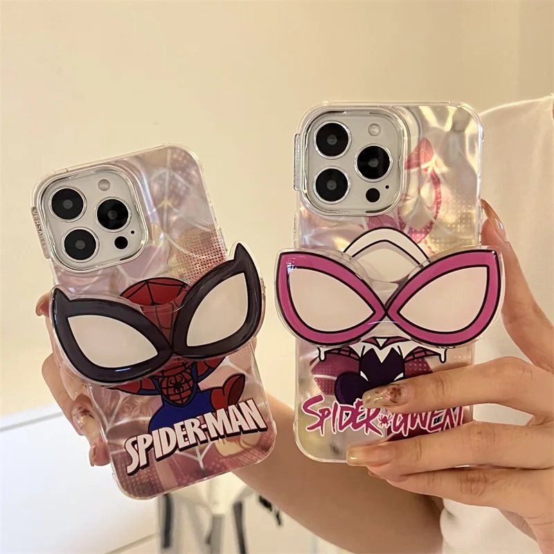 Cartoon S-Spider-Man Anime Electroplated Phone Case For iPhone 15 14 13 12 11 Pro Max Luxury Water Ripple Silicone Back Cover