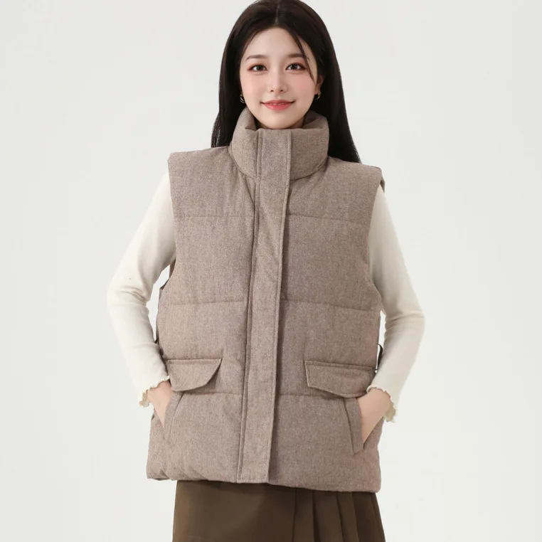

Женский пуховый хлопковый жилет, свободный короткий стиль, осень-зима, новый корейский теплый хлопковый жилет, куртка без рукавов, верхняя одежда Chaleco Mujer