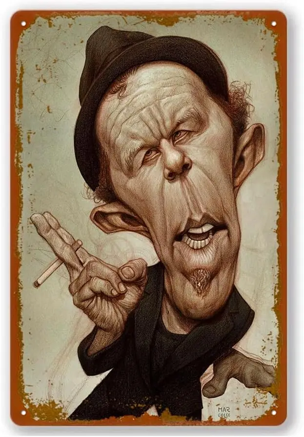 Musicans Tom Waits Poster Tin Sign Vintage Metal Sign Bar Club Wall Art Decoration 8X12 Inches