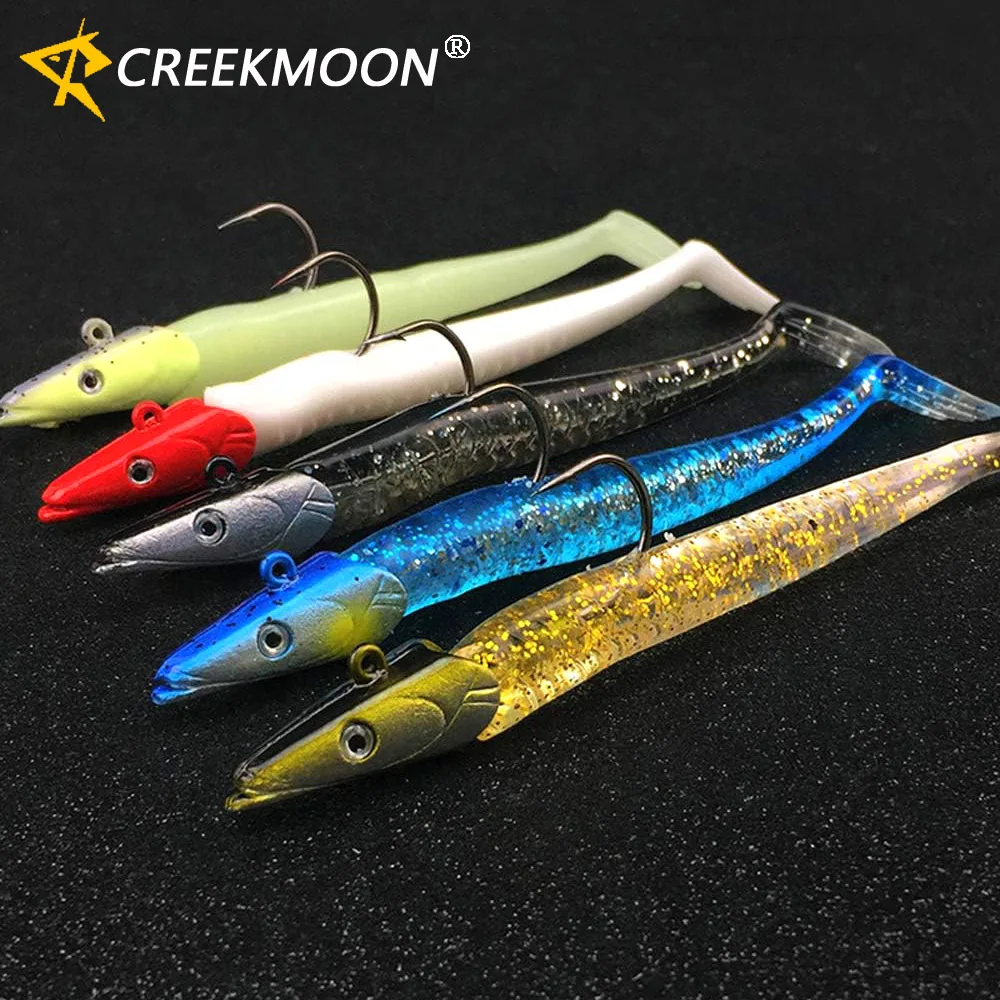 5er-Set Leuchtende Crazy Fish Soft Jigköpfe 10g 11cm Schwing-Swimbait T-Tail Köder für Weitwurf-Meeresangeln – Gewichts-Köder-Kit – Detail 1
