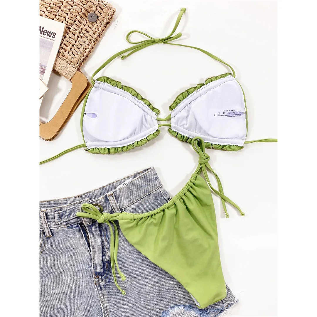 Sexy Rüschen-Bikini mit Falten und Raffungen, Damen-Badeanzug, zweiteiliges Bikini-Set, Badebekleidung, Badeanzug, Modell V3239 – Detail 37